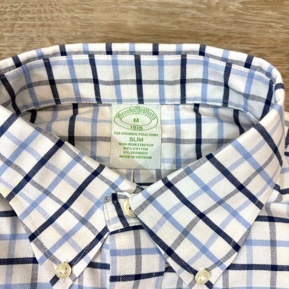 Brooks Brothers Plaid Slim Non-Iron Stretch Cotton Original Oxford Polo sz M - Picture 7 of 11